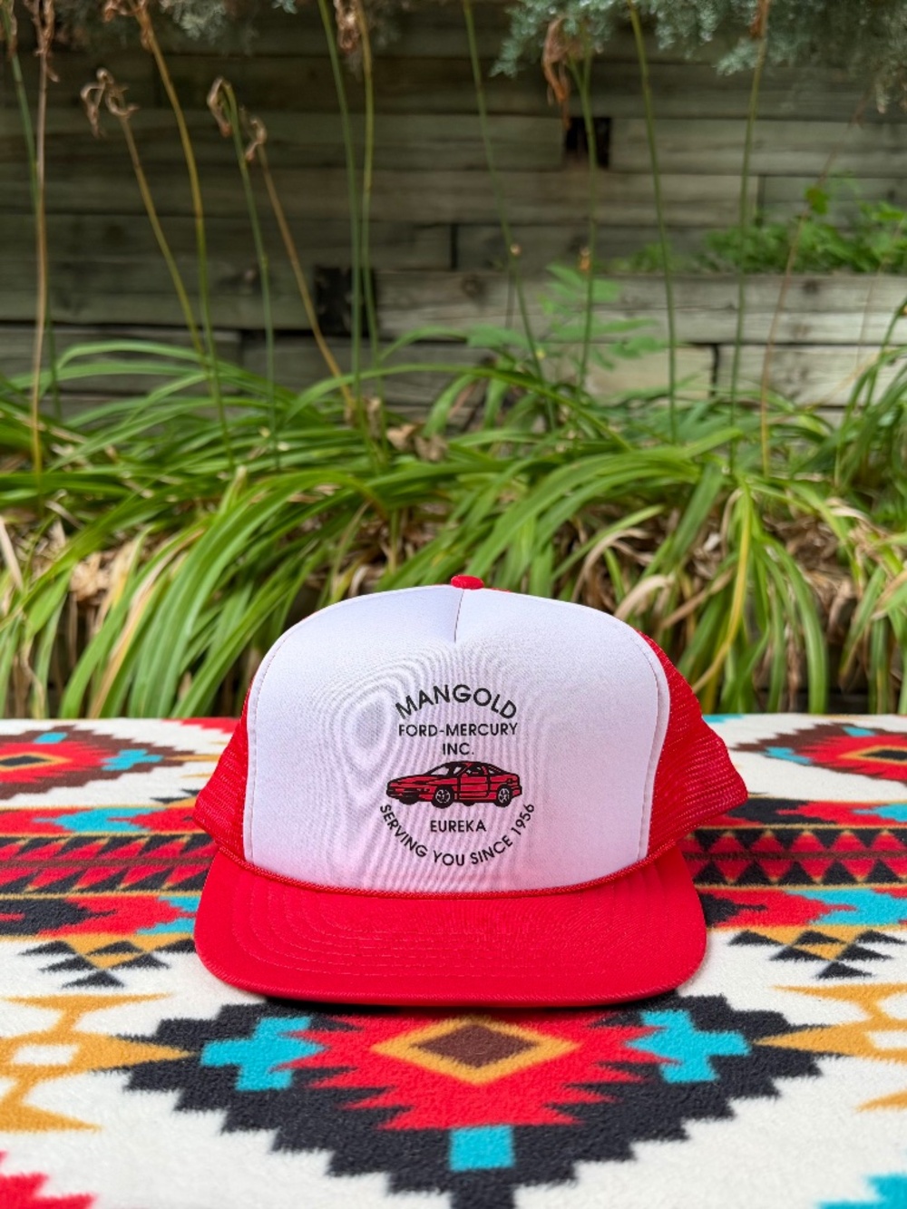Vintage Mangold Ford Mercury Eureka Red White Trucker Snapback Hat